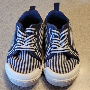 OshKosh Blue And White Striped Slip On Shoes (Size 6M)